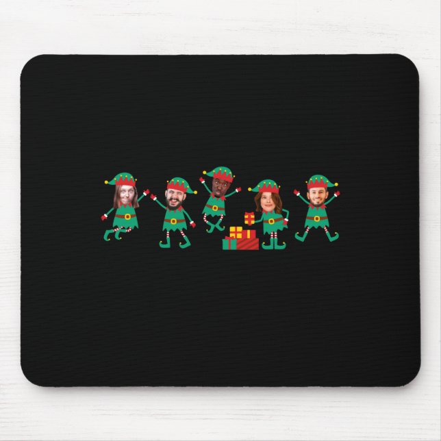 D Funny Face Photo Christmas Elf  Mouse Mat (Front)