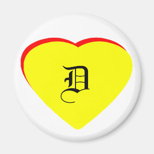 "D" Heart Yellow Red Wedding Invitation The MUSEUM Magnet