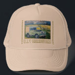 D.I.Y Hardware : Truckers Hat<br><div class="desc">Series 1 80" Truck Cab Land Rover. Image taken from an original painting by GARY John Langford Crisp. Title: "FREYA" Wording: D.I.Y Hardware.</div>