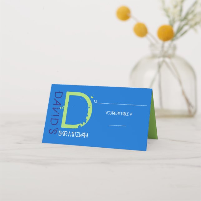 D INITIAL COLLECTION Bar Mitzvah Seating Escort Place Card (Front)