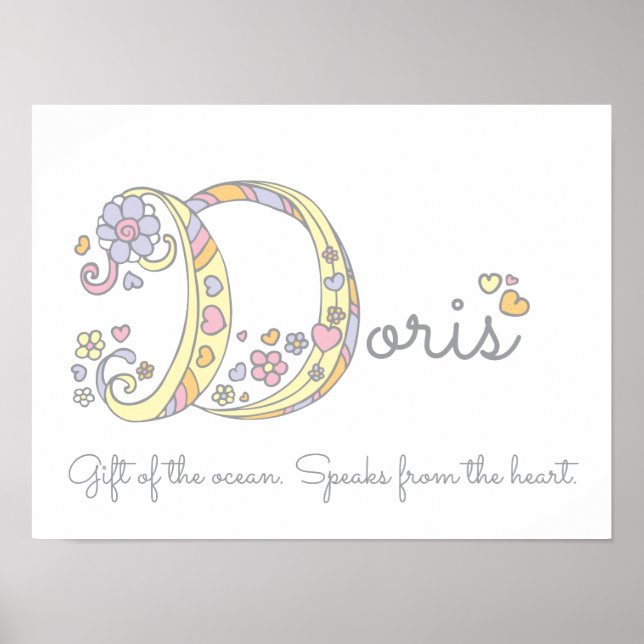 D initial Doris girls name meaning poster (Front)