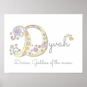 D initial Dyvah girls name meaning poster