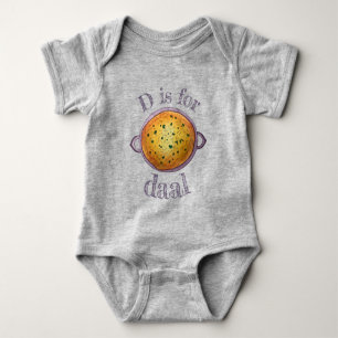 D IS FOR Dal Daal Lentils Indian Food Cuisine Baby Bodysuit