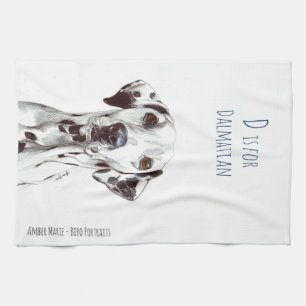 D is for Dalmatian - Black and White Tea Towel
