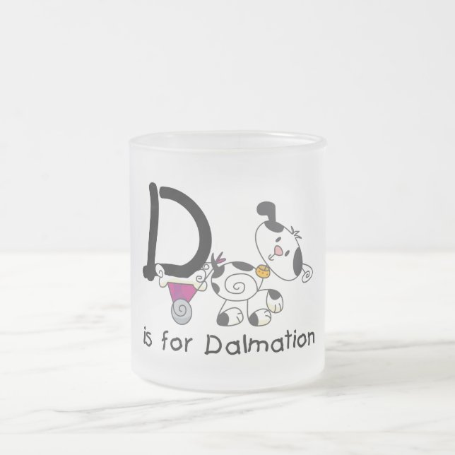D is for Dalmation T-shirts and Gifts Frosted Glass Coffee Mug (Center)