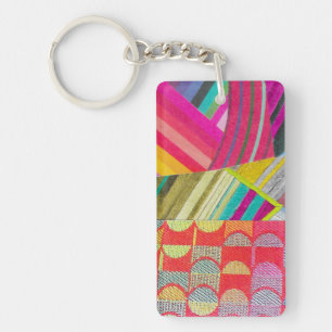 D is for diagonals and curves collage key ring