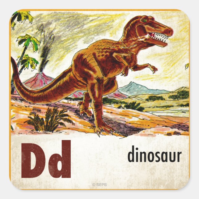 D is for Dinosaur Square Sticker (Front)