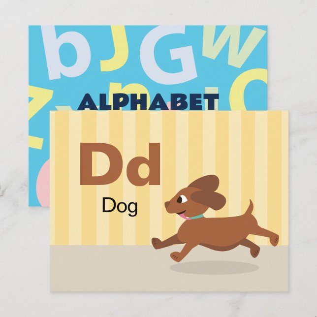 D is for Dog - Alphabet Flash Card (Front/Back)