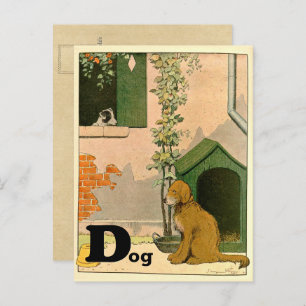 D is for Dog Golden Retriever and Terrier Alphabet Postcard