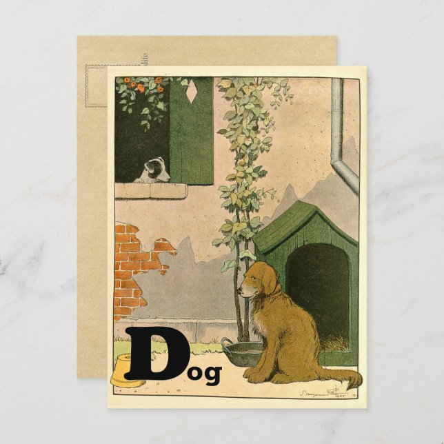 D is for Dog Golden Retriever and Terrier Alphabet Postcard (Front/Back)