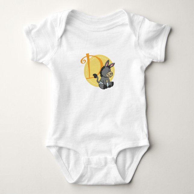 D is for Donkey Baby Bodysuit (Front)