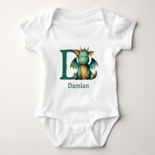 D is for Dragon Personalise Baby Bodysuit