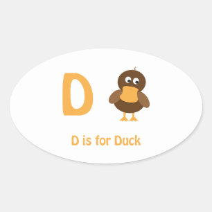 D is for Duck Oval Sticker