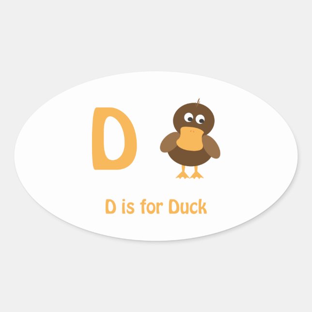 D is for Duck Oval Sticker (Front)