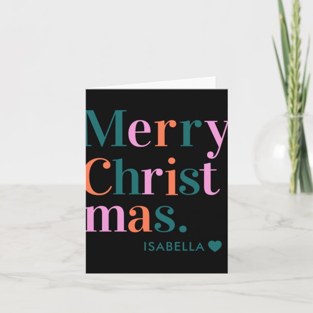 D Modern Colorful Merry Christmas  Card (Front)