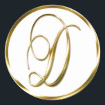 D Monogram Faux Gold Envelope Or Favour Seal<br><div class="desc">D Monogram Faux Gold Envelope Or Favour Seal. These classic round stickers are printed with non metallic ink on a flat sticker to look like gold. They are not beveled or embossed monograms but are designed to look like they are beveled or embossed monograms. These gold monogram seals are printed...</div>