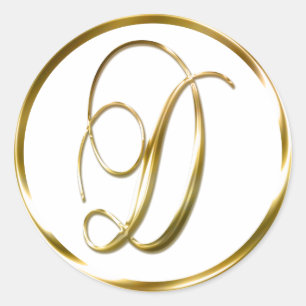 D Monogram Faux Gold Envelope Or Favour Seal