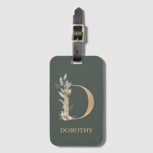 D Monogram Floral Personalised Luggage Tag