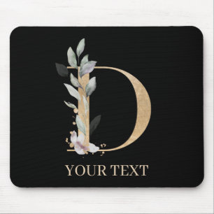 D Monogram Floral Personalised Mouse Pad