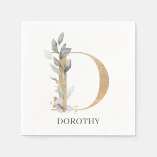 D Monogram Floral Personalised Napkin