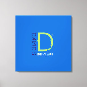 D Monogram Initial Bar Bat Mitzvah Sign-In Board Canvas Print