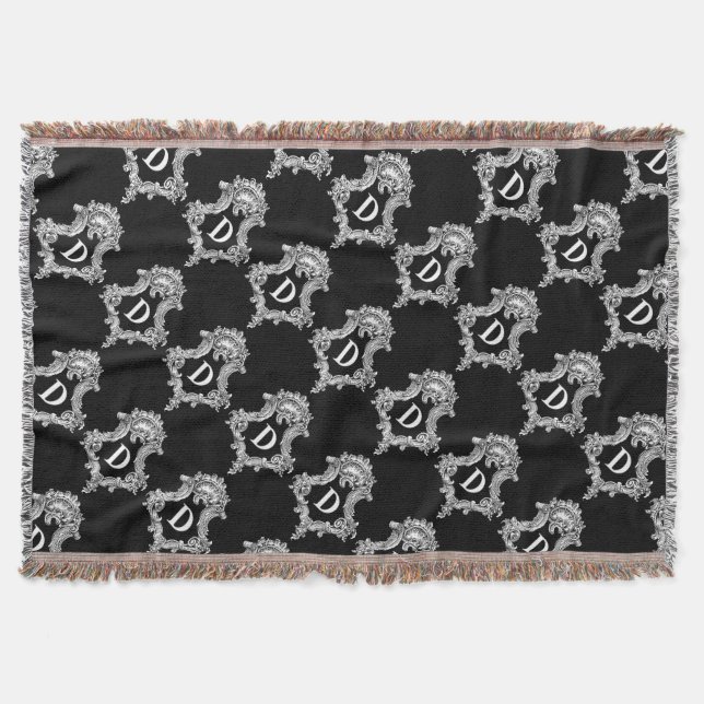D Monogram Initial Throw Blanket (Front)