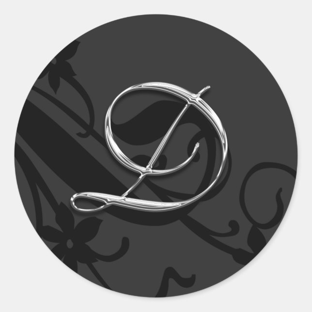 D Monogram Letter Wedding Envelope Seal Sticker (Front)