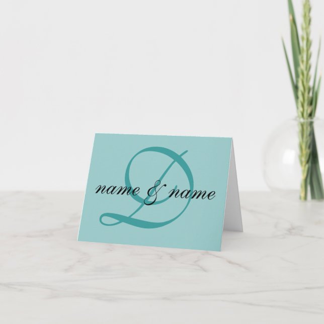"D" monogram note card - personalise first names (Front)
