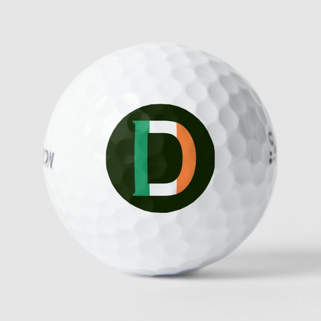 D Monogram overlaid on Irish Flag ssf gbcnt Golf Balls (Front)