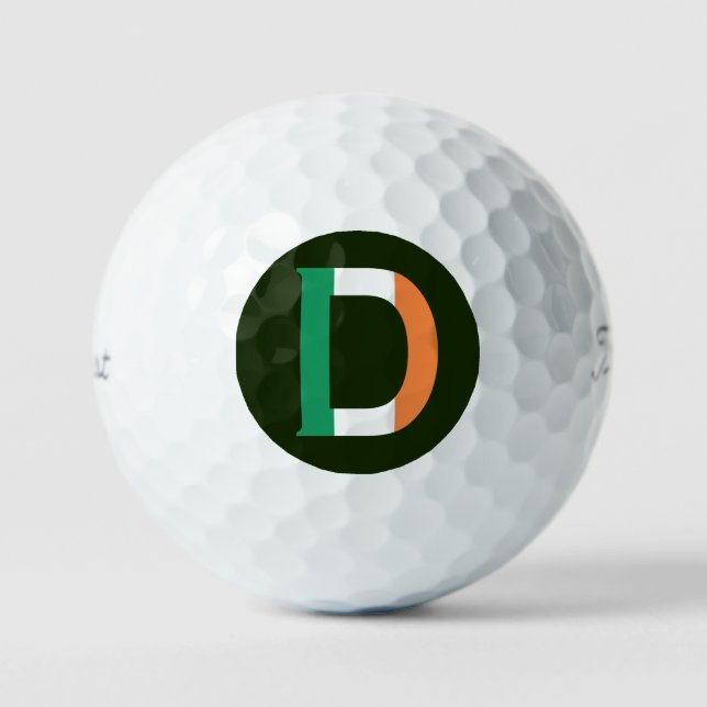 D Monogram overlaid on Irish Flag tpv1 gbcnt Golf Balls (Front)