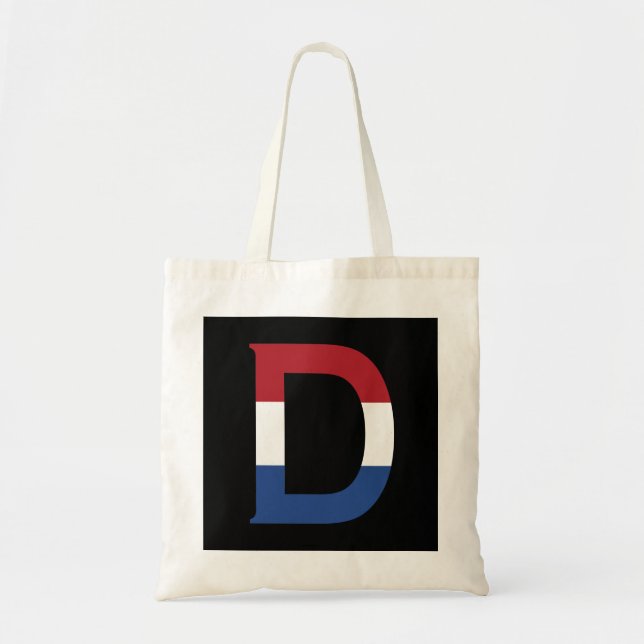 D Monogram overlaid on NLD Flag on bk btt Tote Bag (Front)