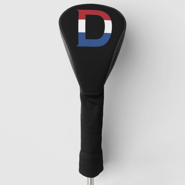 D Monogram overlaid on NLD Flag on bk dccnt Golf Head Cover (Front)