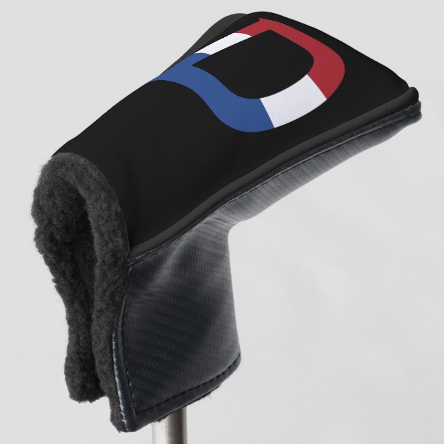D Monogram overlaid on NLD Flag on bk pccnt Golf Head Cover (3/4 Front)