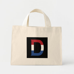 D Monogram overlaid on NLD Flag on bk ttcnt Mini Tote Bag