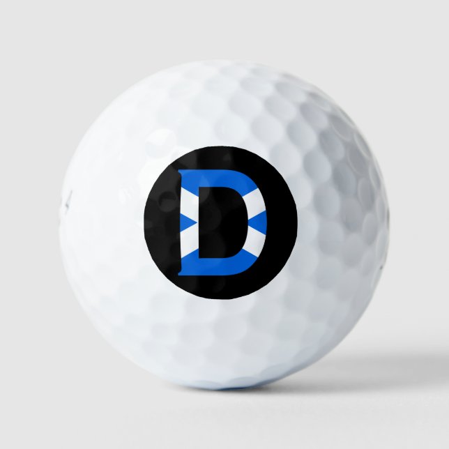 D Monogram overlaid on Scottish Flag be6 gbcnt Golf Balls (Front)