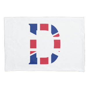 D Monogram overlaid on Union Jack Flag bedpccn Pillowcase