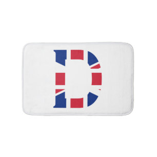 D Monogram overlaid on Union Jack Flag bmt Bath Mat