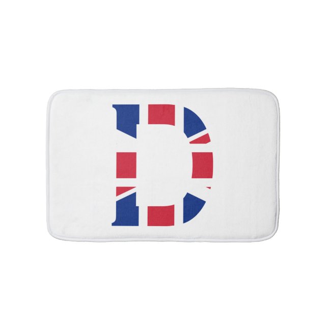 D Monogram overlaid on Union Jack Flag bmt Bath Mat (Front)