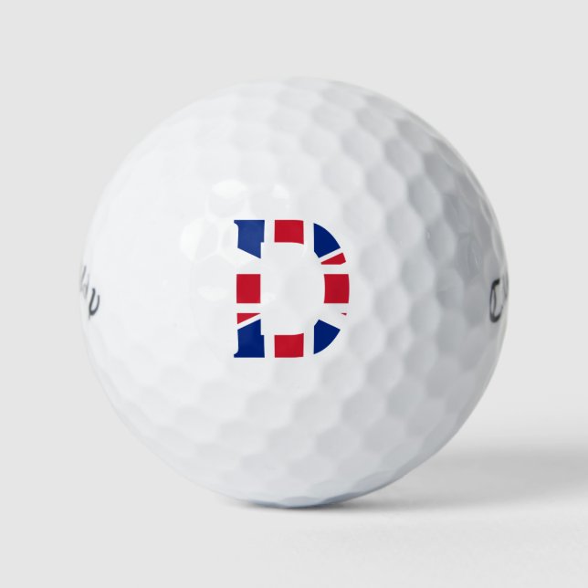 D Monogram overlaid on Union Jack Flag cwb gbcnt Golf Balls (Front)