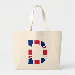 D Monogram overlaid on Union Jack Flag jtcnt Large Tote Bag