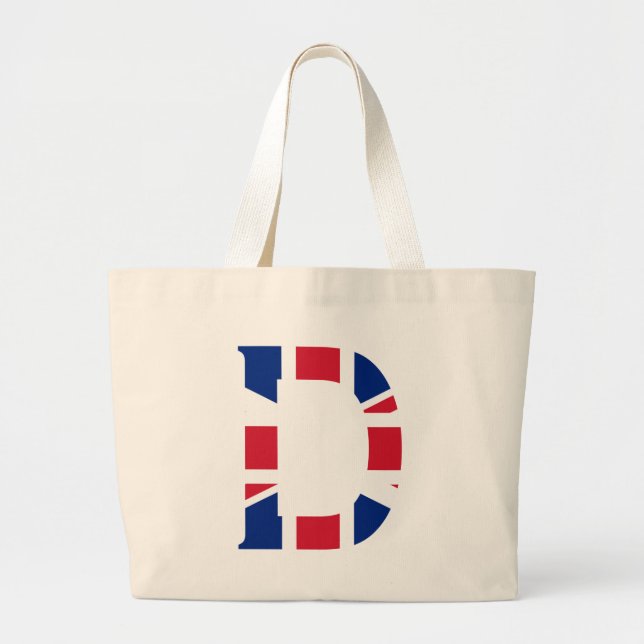 D Monogram overlaid on Union Jack Flag jtcnt Large Tote Bag (Front)