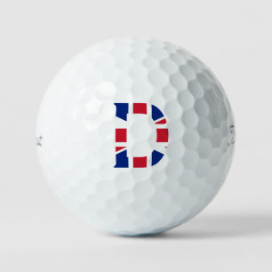 D Monogram overlaid on Union Jack Flag tpv1 gbcnt Golf Balls