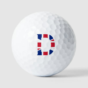 D Monogram overlaid on Union Jack Flag va gbcnt Golf Balls