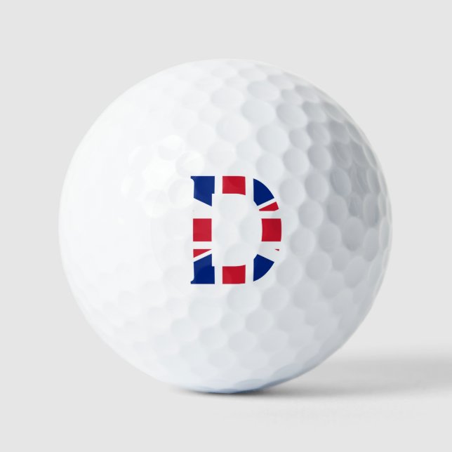D Monogram overlaid on Union Jack Flag va gbcnt Golf Balls (Front)