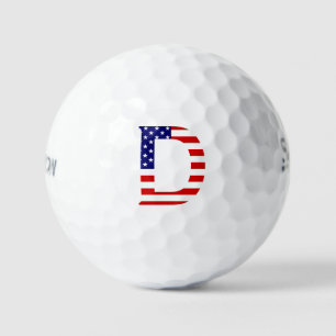 D Monogram overlaid on USA Flag ssf gbcnt Golf Balls