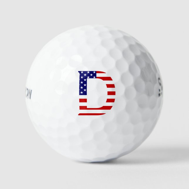 D Monogram overlaid on USA Flag ssf gbcnt Golf Balls (Front)