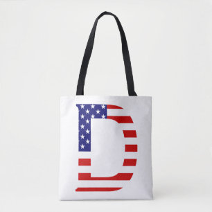 D Monogram overlaid on USA Flag stcnt Tote Bag