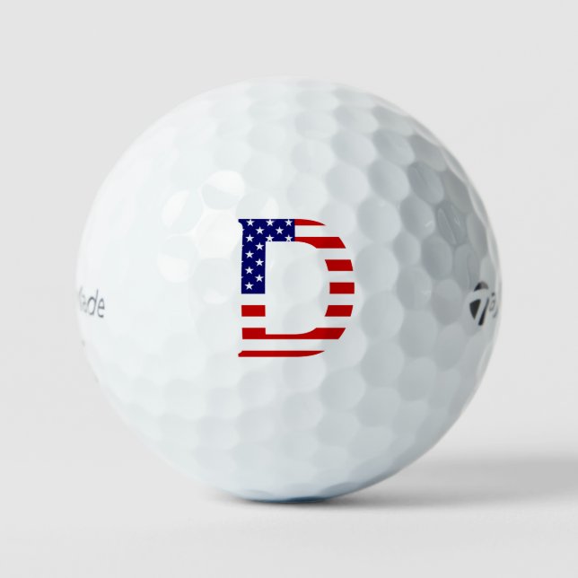 D Monogram overlaid on USA Flag tmtp5 gbcnt Golf Balls (Front)