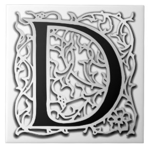 D Monogram "Silver Besque" Ceramic Tile
