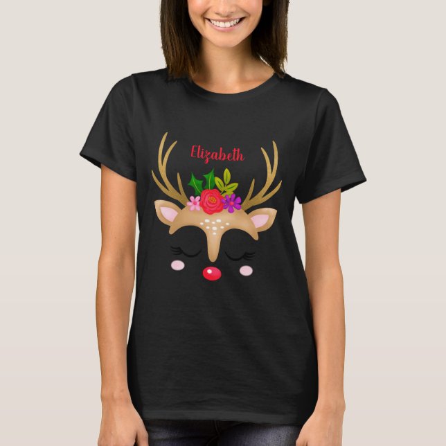 D Reindeer Christmas  T-Shirt (Front)